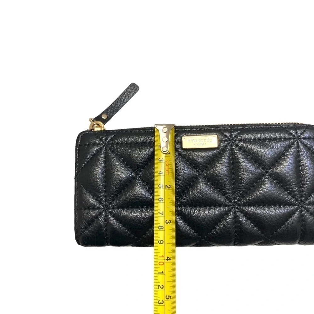 Kate spade quilted black leather Accordion zipper wallet